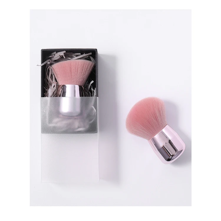 
Hot oem make up tools cute pink mushroom head synthetic hair portable powder blush kabuki single makeup brush 