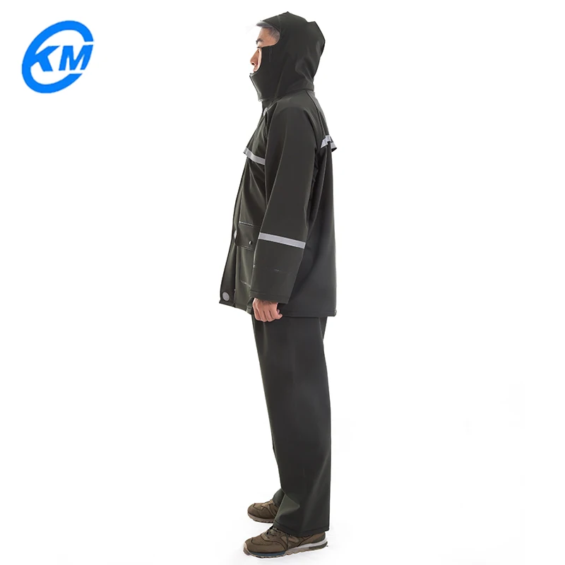 Waterproof PVC Knitted Fabric Outdoor Workers Raincoat Suit