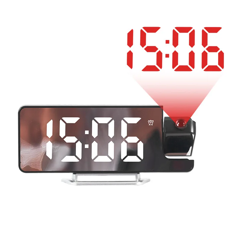 Projection alarm clock LED large screen mirror clock Electronic clock showing temperature Suitable for home