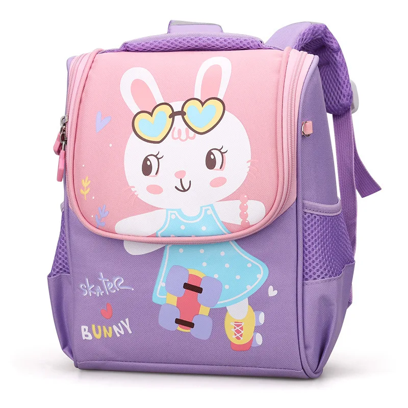 2024 Cartoon Canvas School Bag Large Capacity Waterproof Backpack for Primary and Kindergarten Students Space-Themed Design