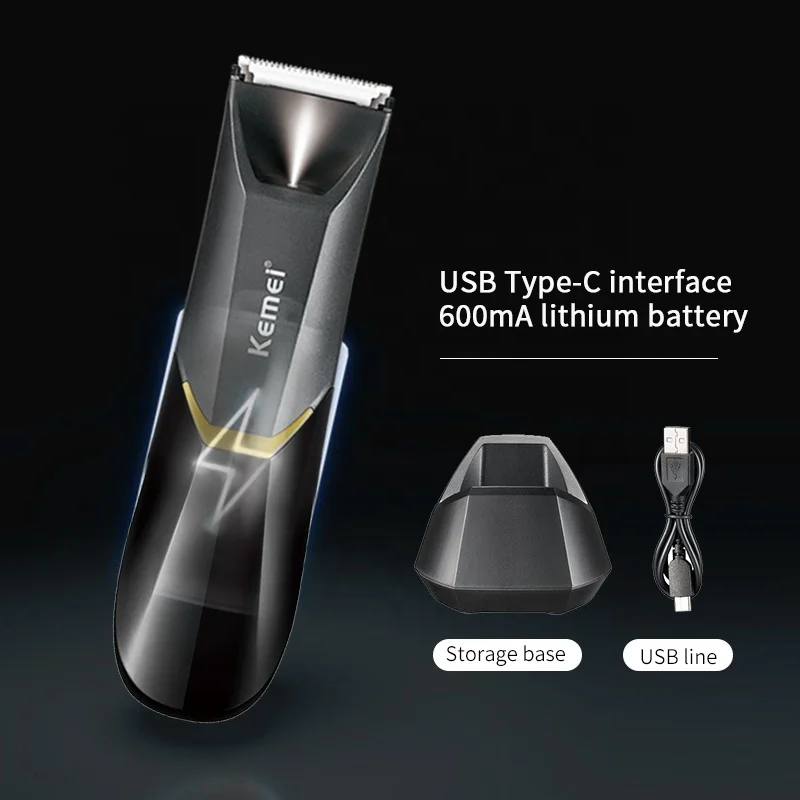 Ceramic Cutter Groin Pubic Private Part Electric Shaver Kemei Km-3208 USB Fast Charging Waterproof Body Hair Trimmer For Men