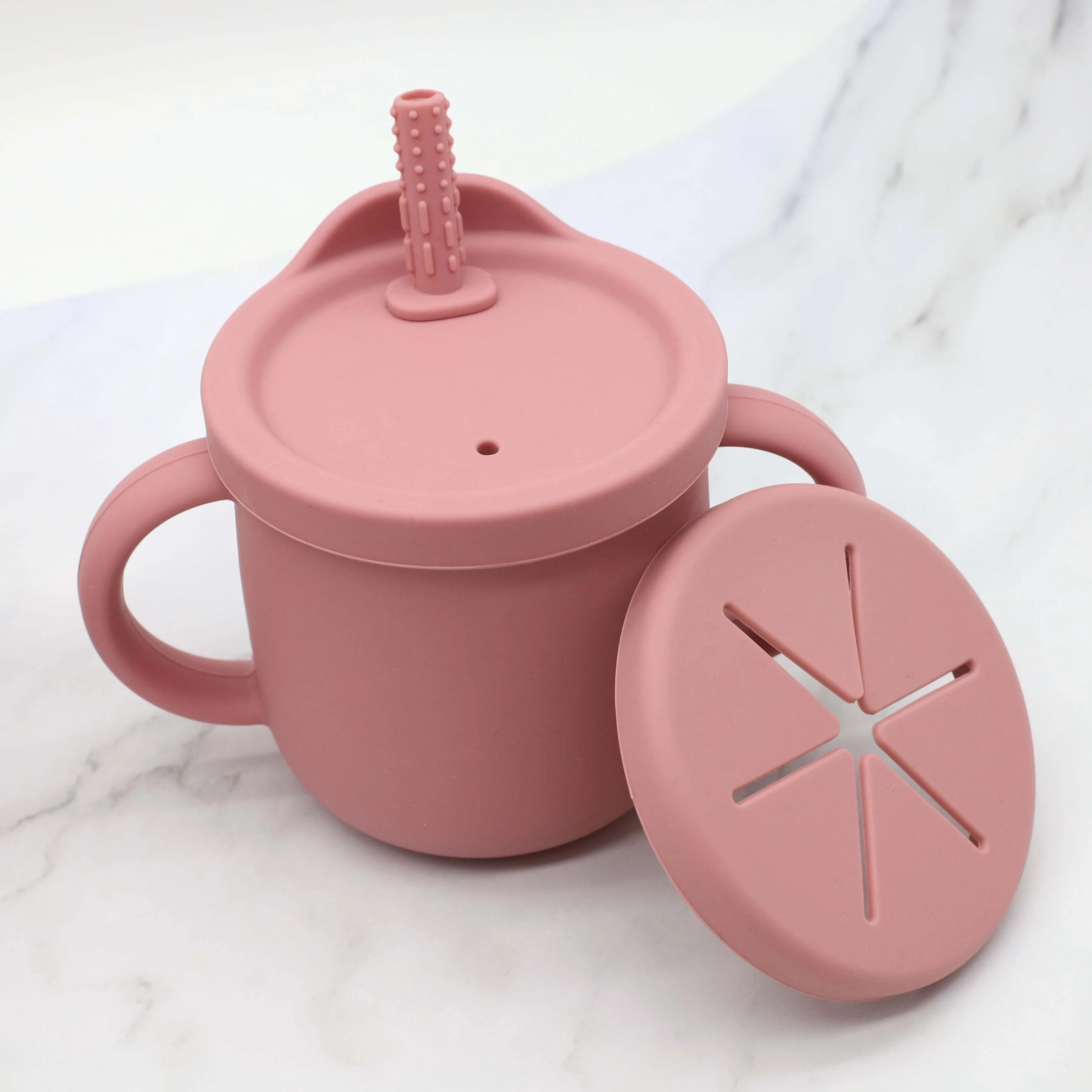 BPA Free Custom Logo Cheap 9PCS Kids Silicone bib Baby Plates Bowl 2-in-1 snack cup Gift Sets Silicone Baby Feeding Sets