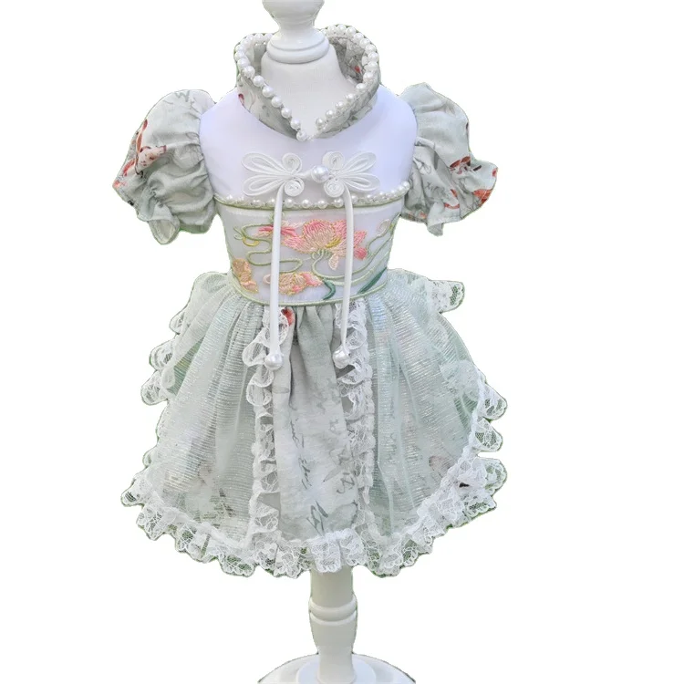 Pretty Chinese Tang Suit For Dogs Cool Summer Wholesale Chinese Dog Dress Cool Pets Clothes Guangzhou