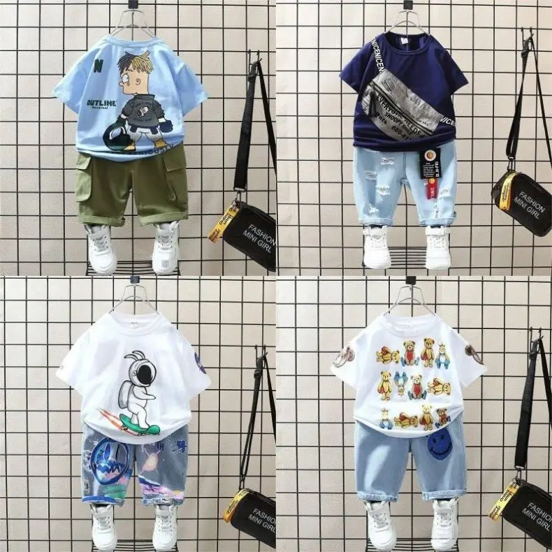 Quality korean style infant clothing summer cool kids clothes baby boys clothing sets