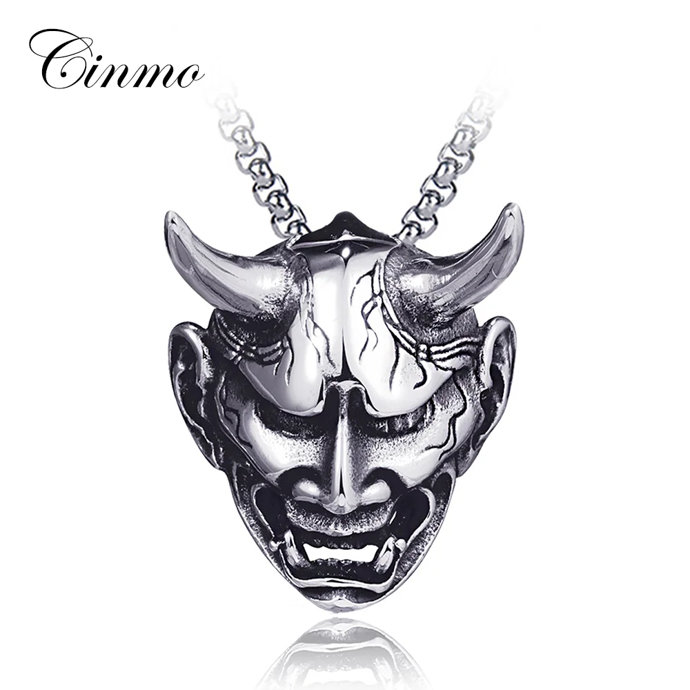 Cinmo Jewelry Horrible Demon Head 316L Stainless Steel Necklace Trendy Devil Shape Pendant Necklace For Men Women Charm Gift