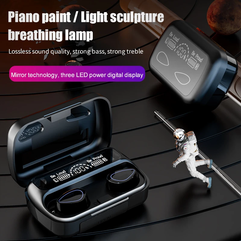 Factory direct selling sky-10 TWS Sport Wireless Mirror Earphone With Charging Box Waterproof 9D HD Stereo Earbuds