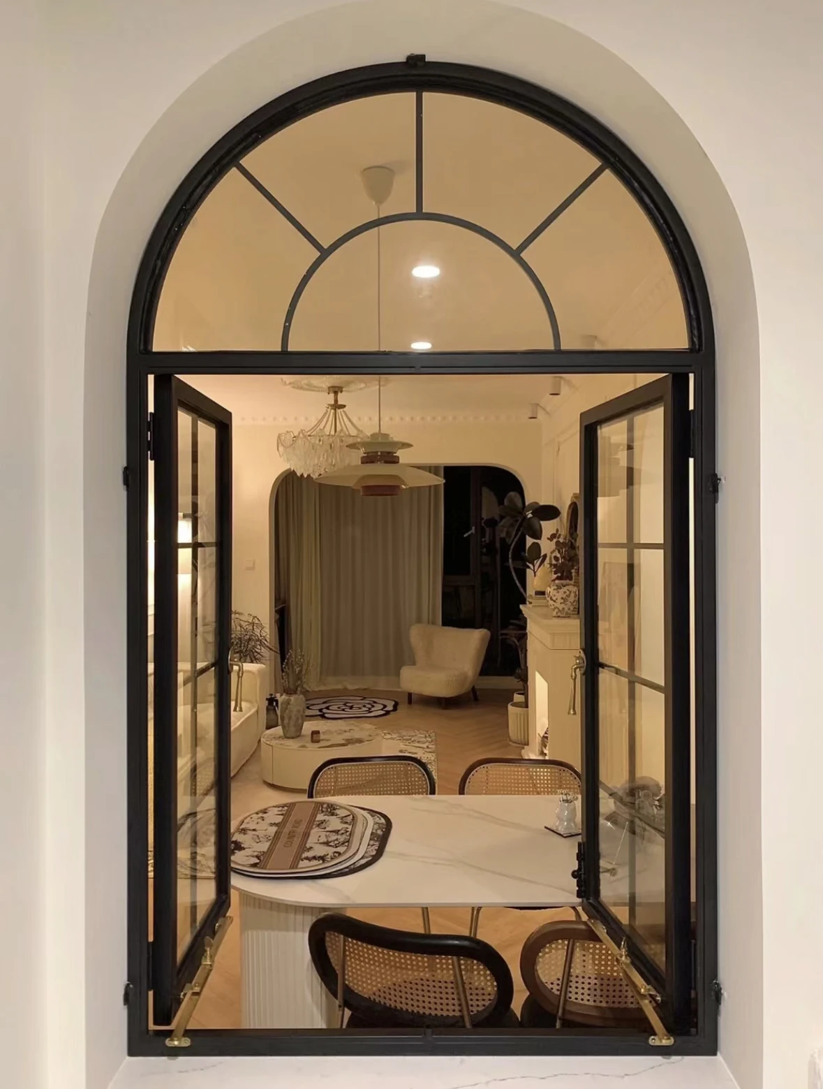 European style german colorful aluminum profile arched fixed window aluminium casement windows french swing windows