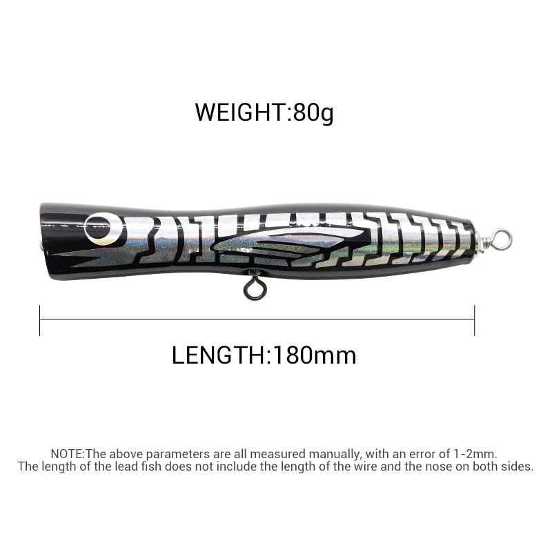 Jy-35 Wooden Popper Lure 80g Wood Fishing Lures Long Throw Road Sub Bait Tuna Saltwater Fishing Lures Bait
