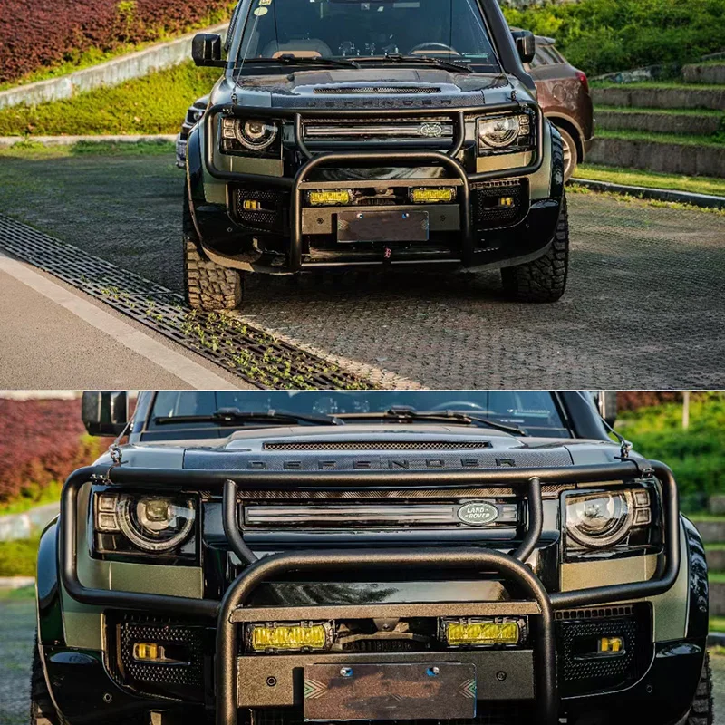 Car exterior accessories steel front bumper guard bull bar for land rover defender Front Bumper with winch bracket 2022 2023