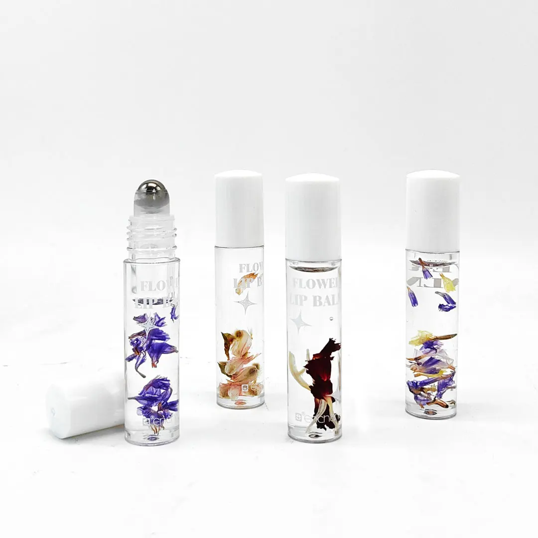 Factory Supply Custom OEM Private Label Lip Oil Moisturizing Transparent Flower Lip Balm