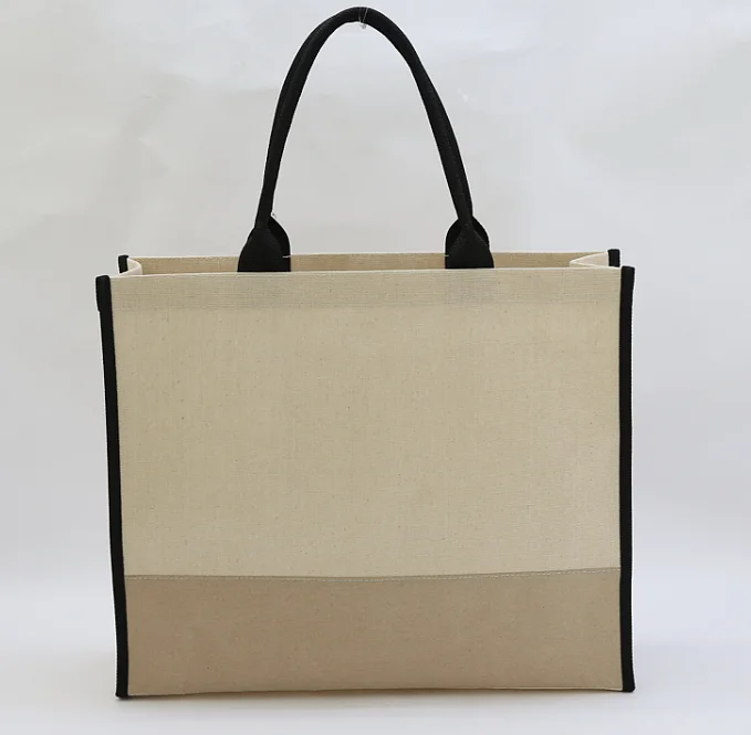 Flax and kraft paper recyclable shopping bag