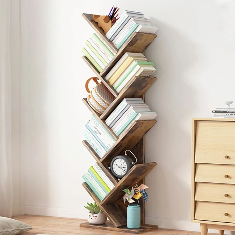 Home Natural Design Bamboo Tree Bookshelf Wood Shelves Modern Style Bookcase and Book Shelves For Library Book