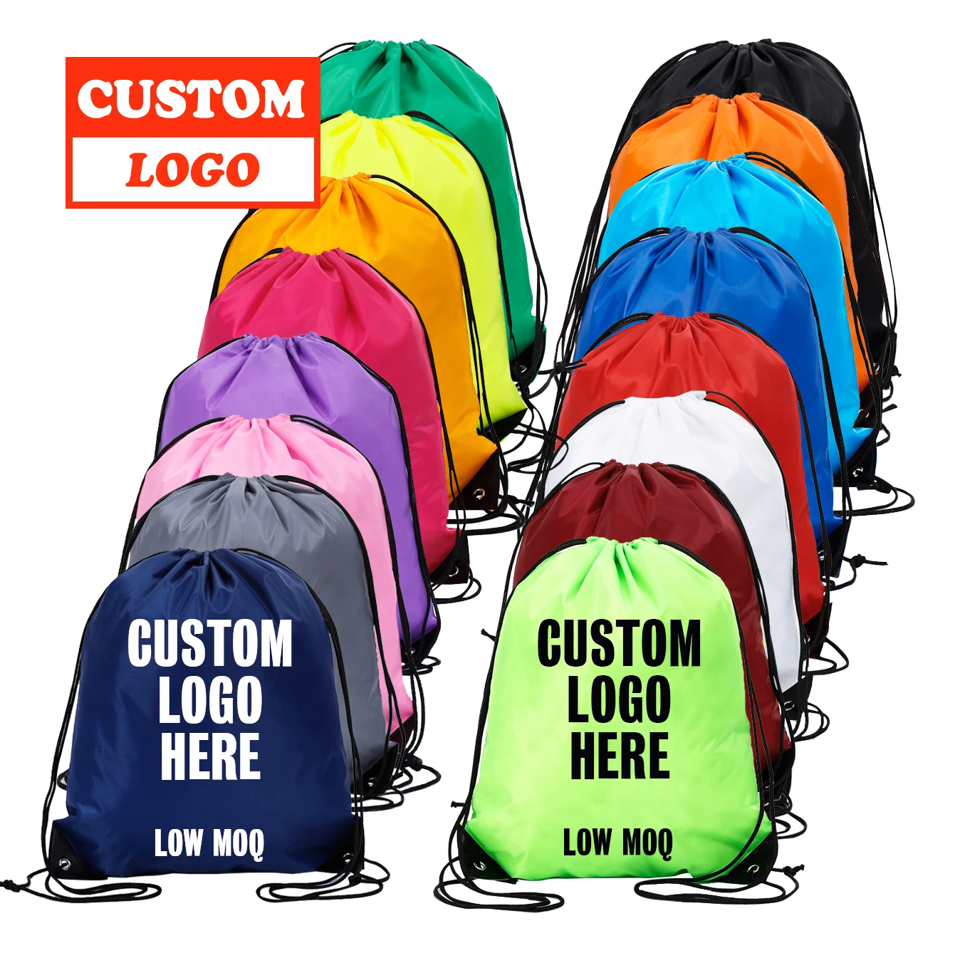 Factory cheap price polyester shopping bag sports promotional draw string custom drawstring bag with logo