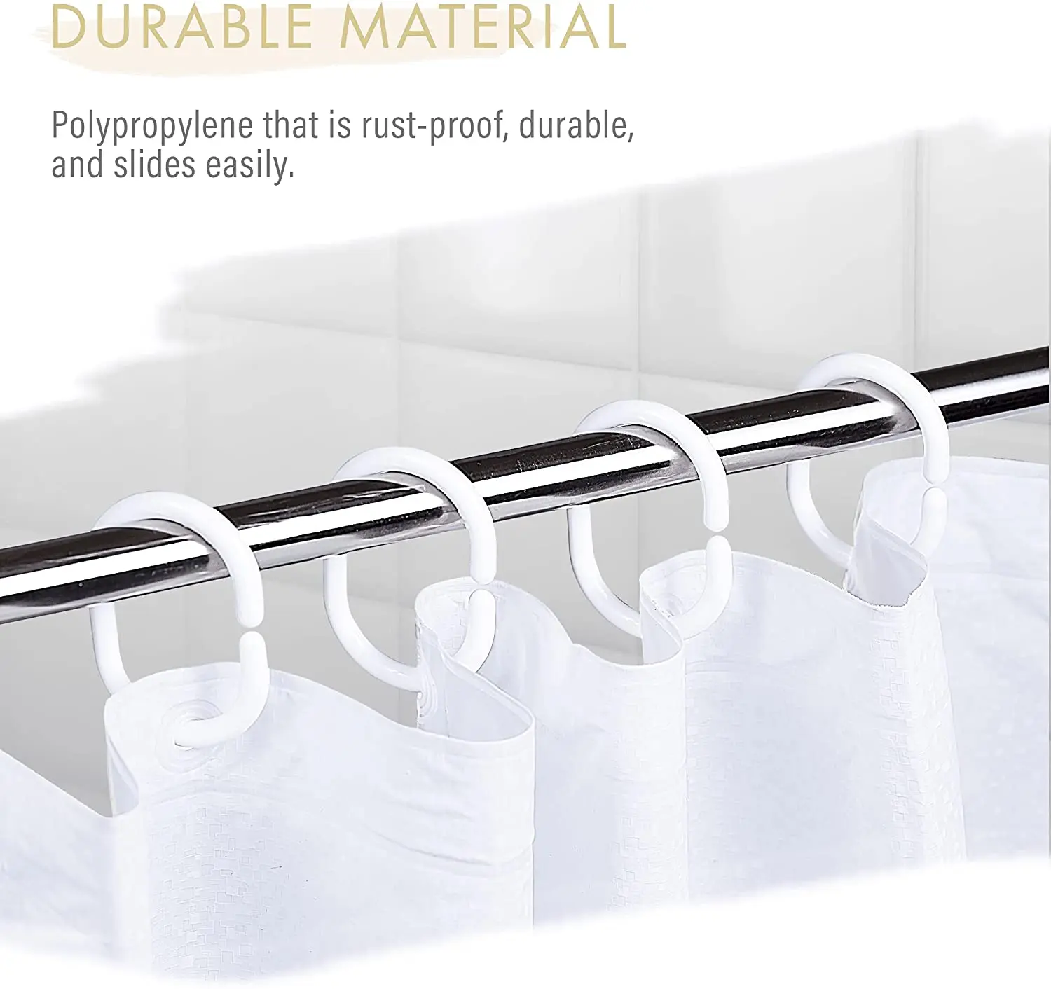 48 Pieces C Shape Plastic White Shower Bath Drape Curtain Loop Clip Hanger Hooks Rings