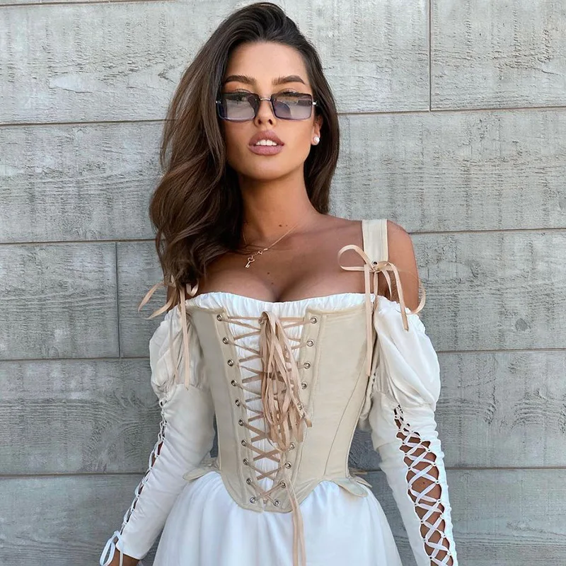 New Arrival Sexy Corsets Top And Long Sleeve Off The Shoulder Mini Dresses Two Piece Sets For Women