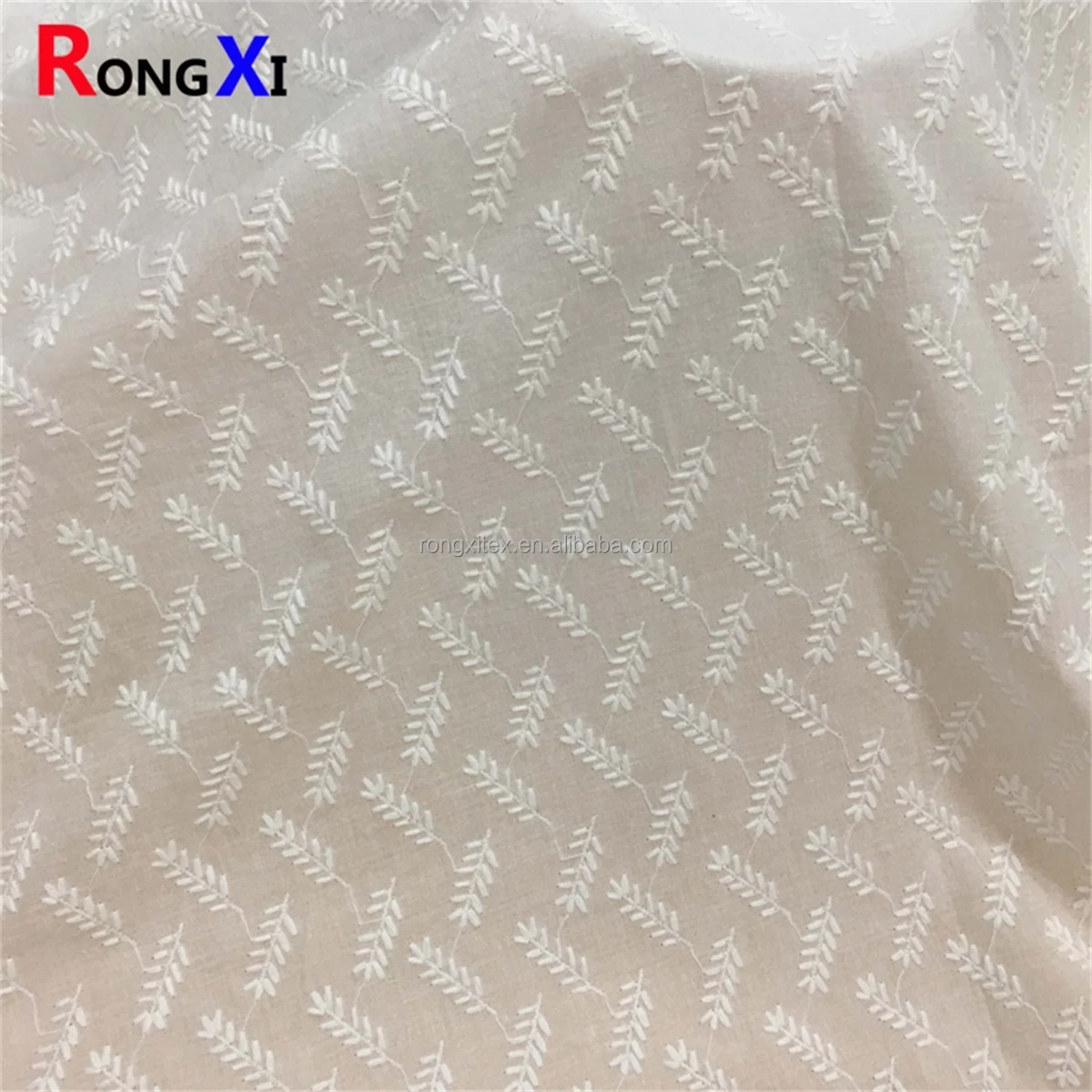 Recommend Wholesale RXF2079 !00% Cotton Swiss Voile Embroidery Leaf Lace Fabric for Clothing with Cotton Embroidery
