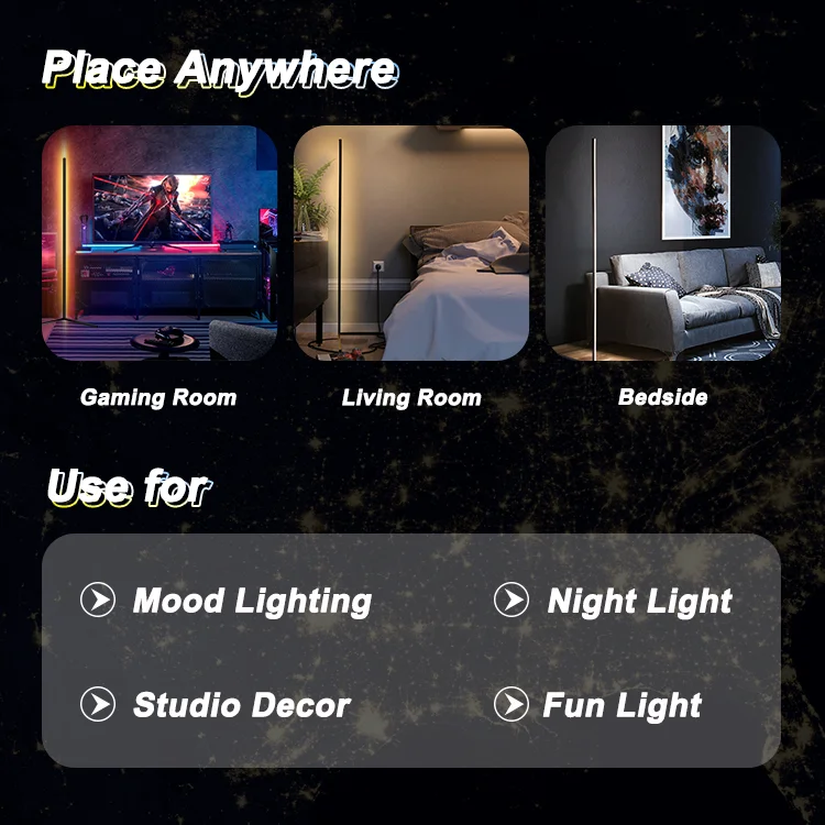 Guangzhou Standing Corner Wall  Sconce Decoration LED Dance RGB Corner Floor Lamps LED Modern Floor Lamp