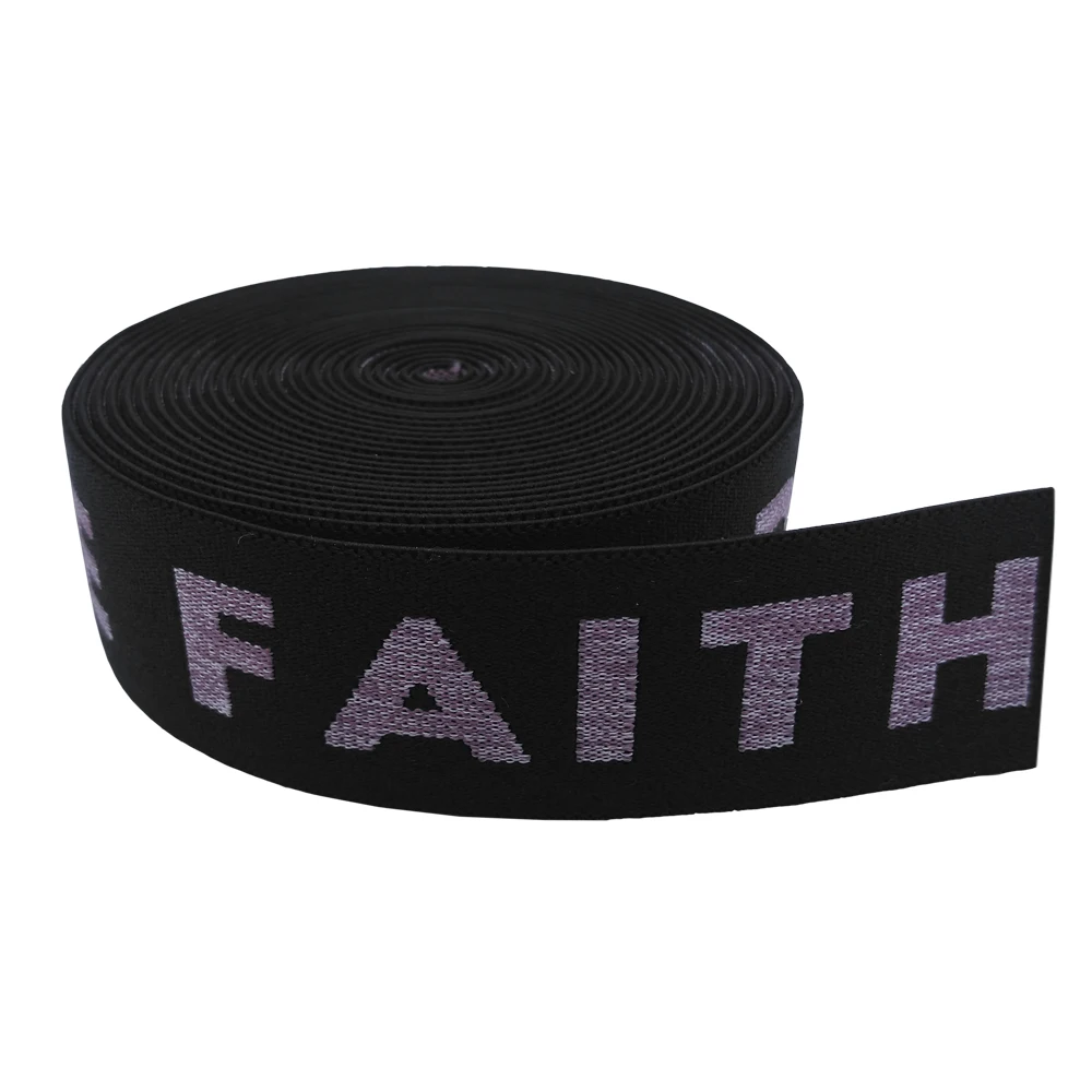 Factory wholesale price custom polyester bias jacquard webbing 1 inch rubber spandex elastic band