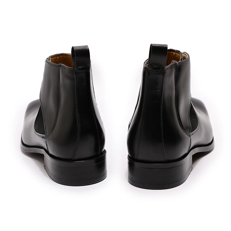 Glossy lace - up short heel for men genuine leather boots fashion