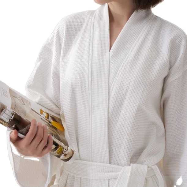 100% Cotton Long Absorbent Terry Bath Robe Kimono Men Sleepwear Dressing Luxury Gown Lightweight Waffle Towel Bathrobe Women
