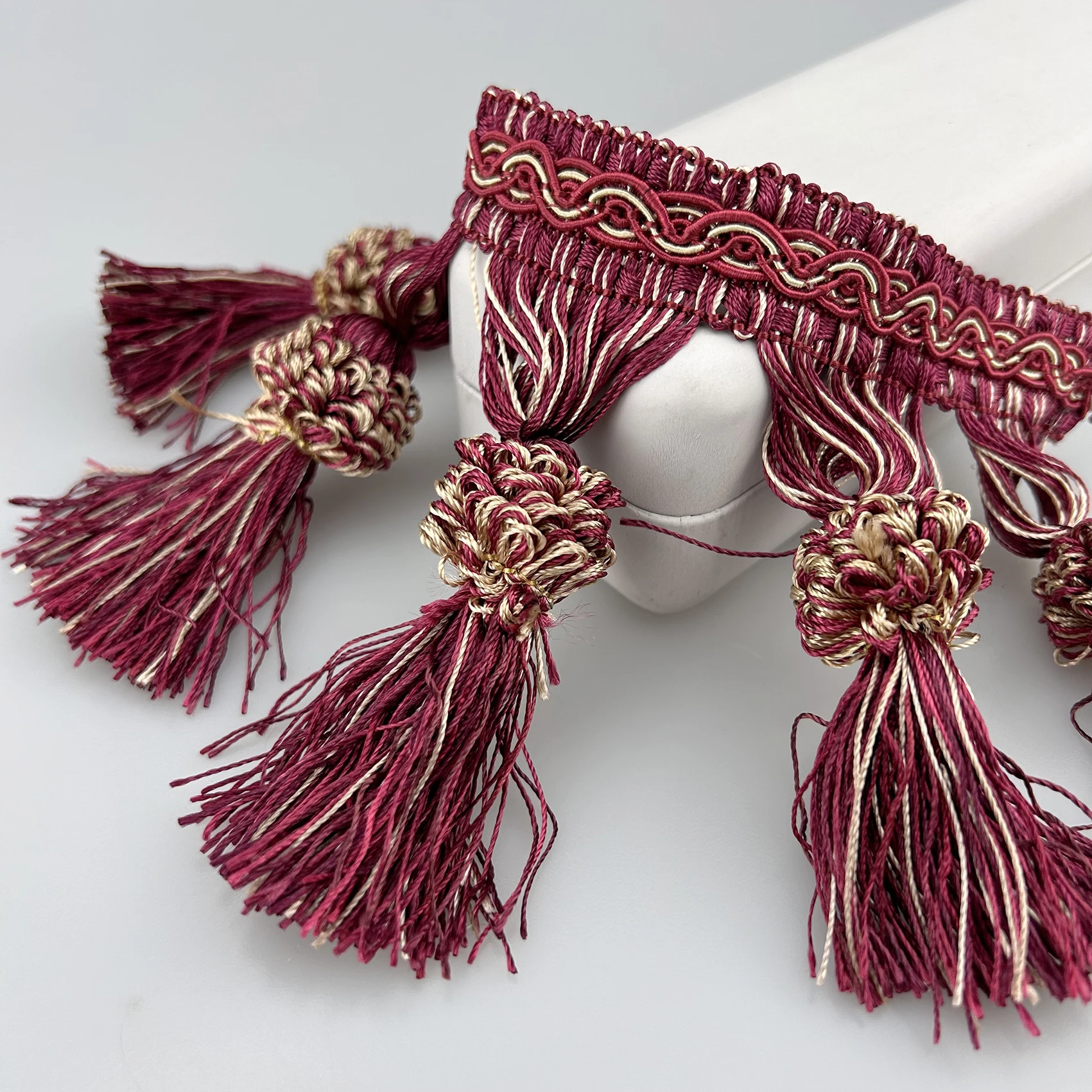 European Palace Style Beaded Fringe Tassel Trim Maker for Trending Curtain Cloth Hanging Webbing