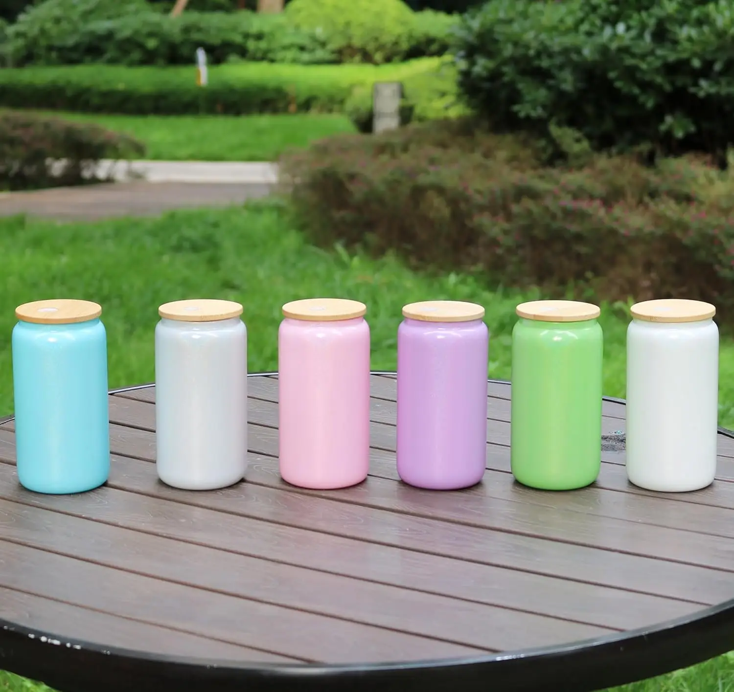 2024 New Design 16oz Shimmer Sublimation Beer Glass Can with Lid and Straw Sparkling Rainbow Iridescent Glass juice cups Tumbler