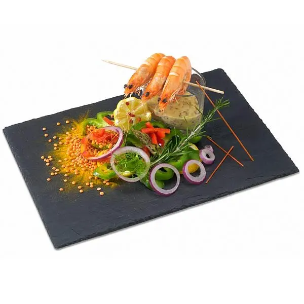 35*25*0.5cm Customized Laser Engraved chess  rectangle black slate cheese board plate slate board long