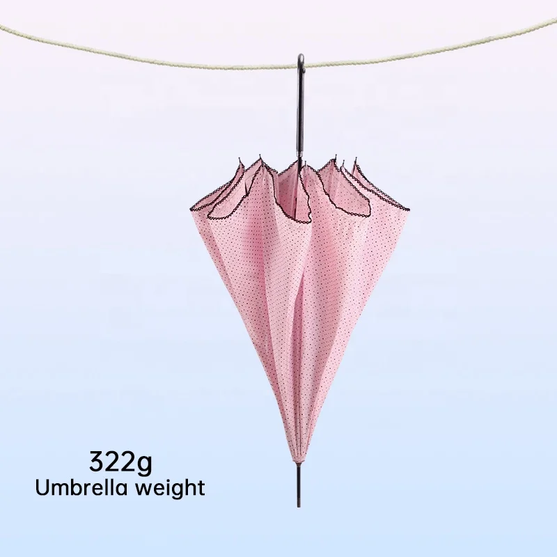 23inch Polka Lace Superfine Fashion Straight Umbrella For Women