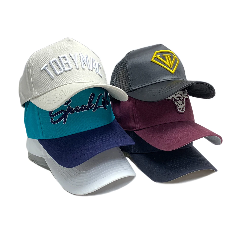 Wholesale Custom Quality Embroidery Logo Curved Brim 5 Panel Structured Outdoor Sports a Frame K Frame Snapback Baseball Hat Cap
