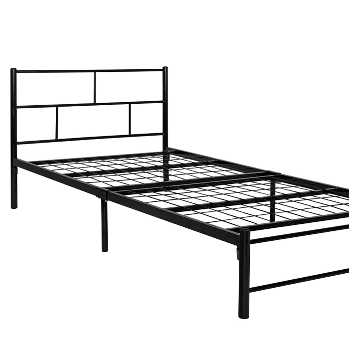 High Quality Steel Single Size Metal Bed Frame Platform Staff Dormitory Bed Easy Install Iron Bed Frame