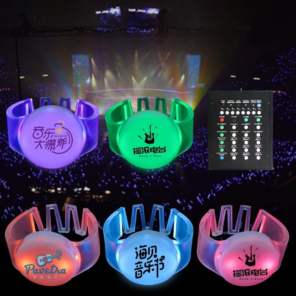 Custom Logo Remote Controlled Adjustable LED Bracelet DMX Control LED Wristband For Sport Event