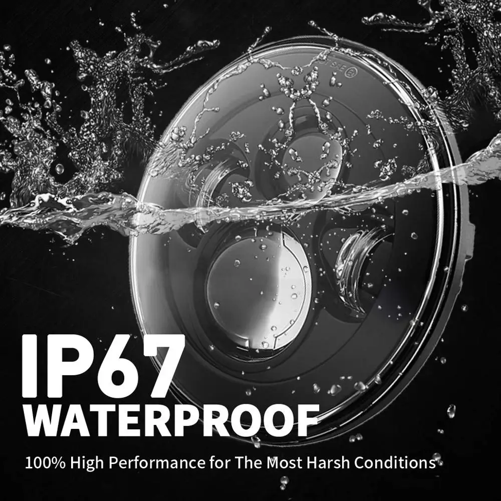 1 Pair Halo Headlight Angel Eye Ring DRL Light High Low Beam 7 inch Round LED Headlights for Jeep Wrangler JK LJ CJ Hummer H1 H2