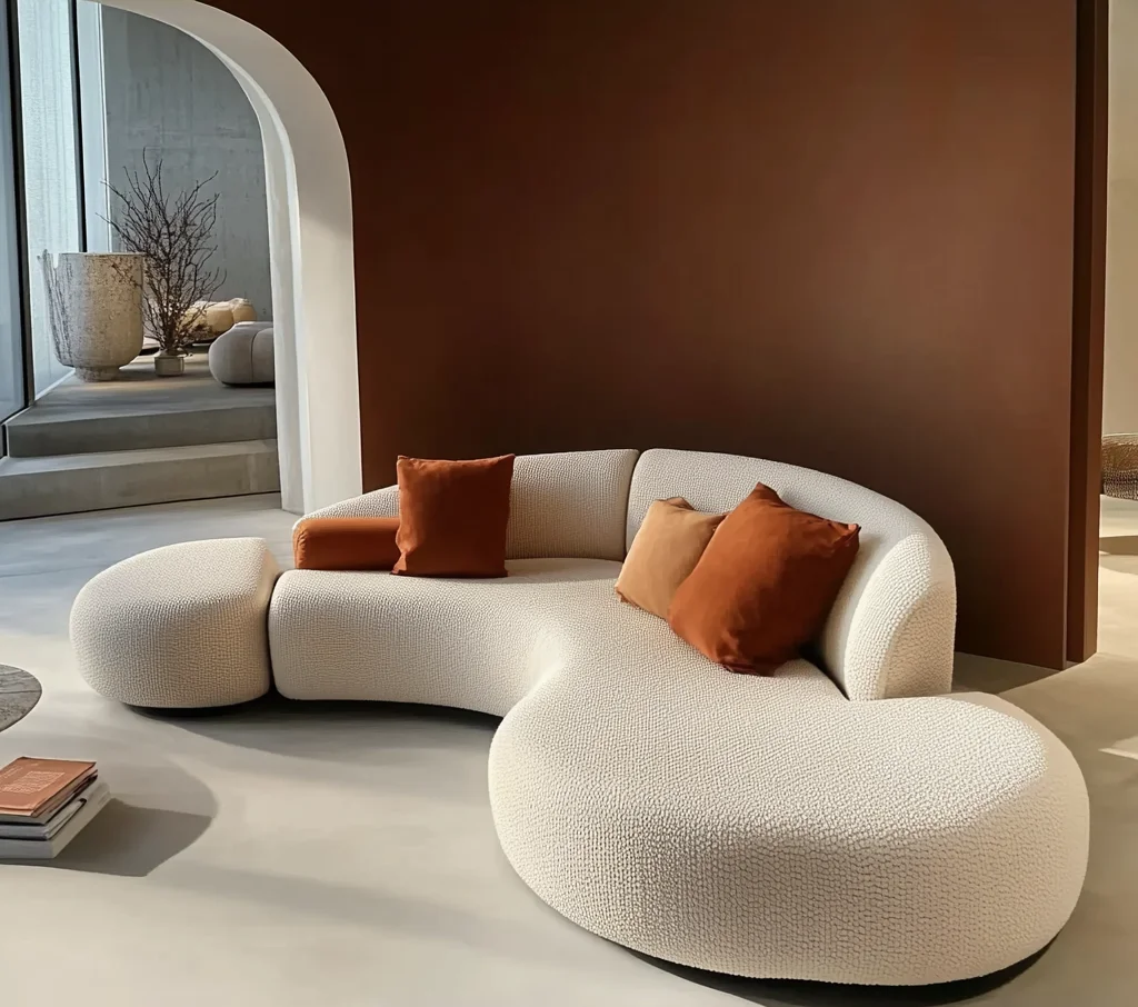 Modern living room white boucle corner couch luxury velvet curved crescent sectional sofa designs semi circle moon shaped sofa