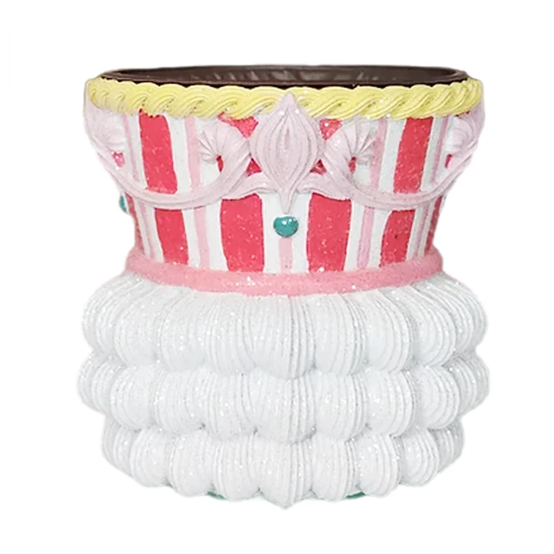 Custom Christmas kitchen luxury candy decoration centerpiece pastel resin container glitter sprinkles pink nutcracker head vase