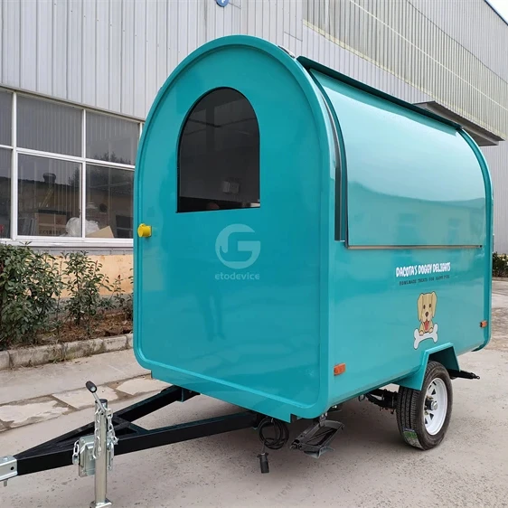 7ft small size street round shape mobile beverage trailer pet dog food trailer
