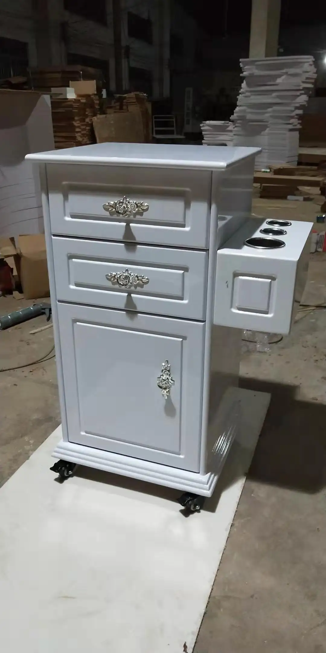 King Shadow Hair Styling Tools White Trolley Drawers for Hairdressing Beauty Salon Equipment