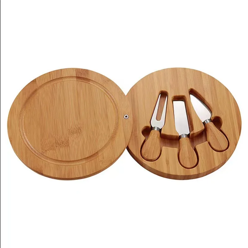 High Quality Bamboo Cheese cutting board   board with drawers serving platter cutlery server knife set