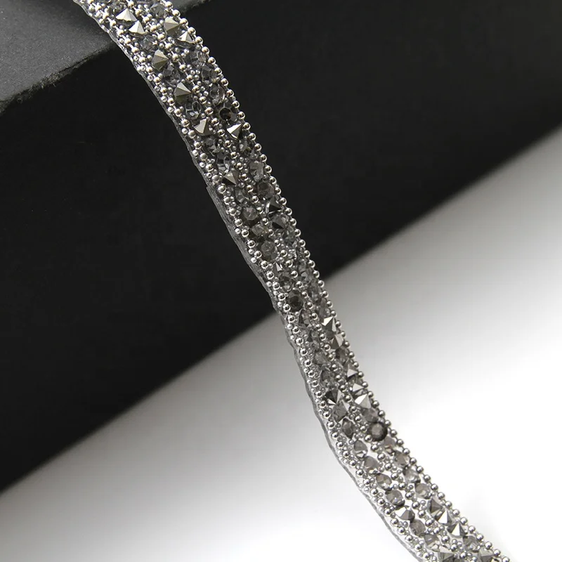 
Kavatar Wholesales Hotfix trimming rhinestone hotfix banding triple Copper bead chain rhinestone transfer tape iron trimming 