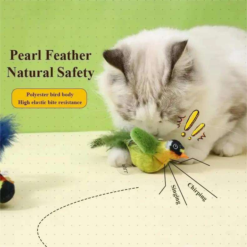 Yoyo New Pet Cats Play Toy Simulated Bird Natural Pet Toys Can Be Paired With Hanging Sound Plush Bird Called Toys For Cats