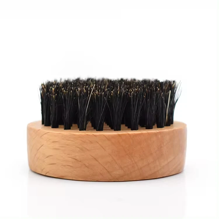 Wholesale Profession Barber Shop Shaving Round Beech Wood Boar Bristle Wooden Beard Hair Brush for Cleaning