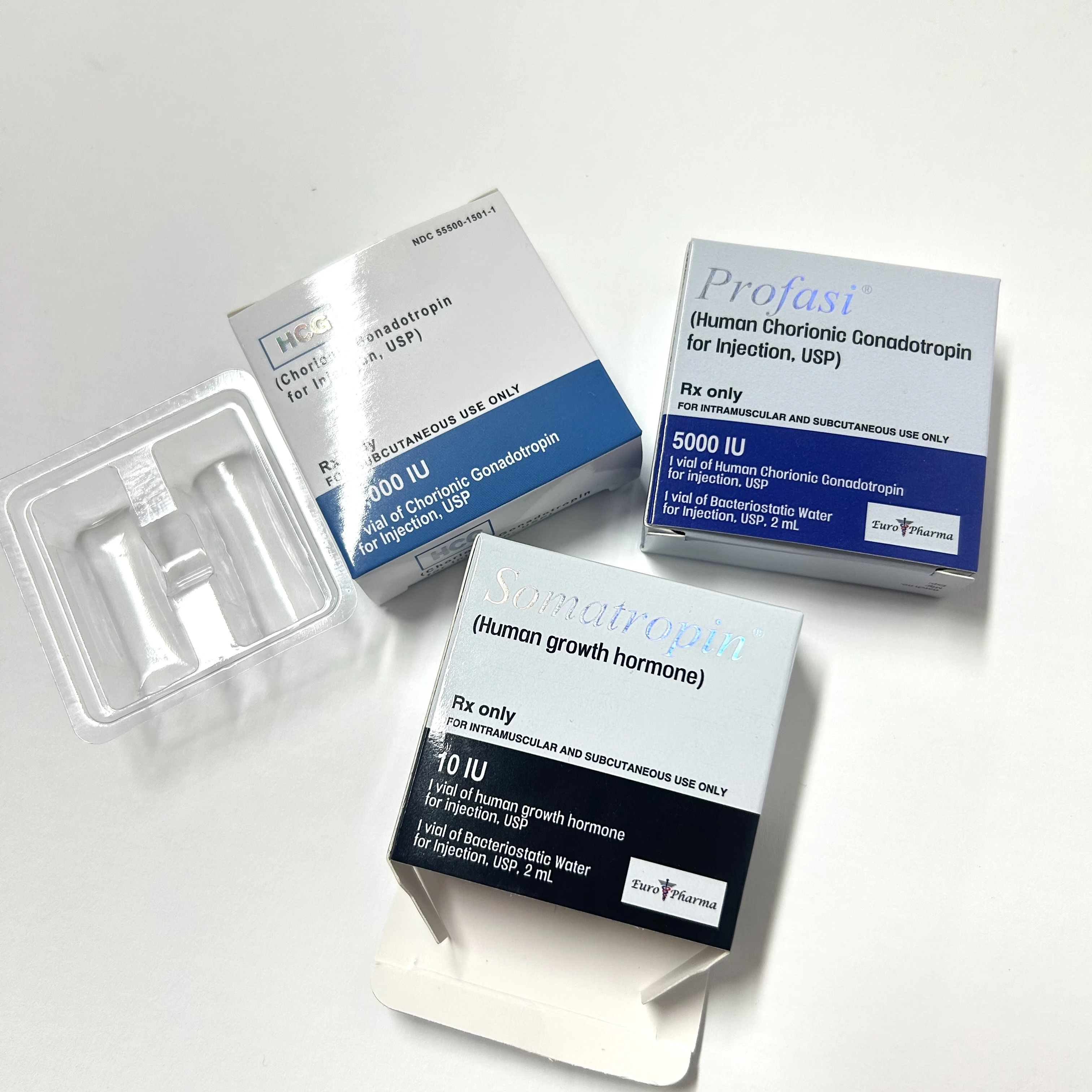 VERY safe packing printing paper boxes 2ml/ 3ml multiple dose sterile vial packaging peptide paper box empty for hcg 5000iu