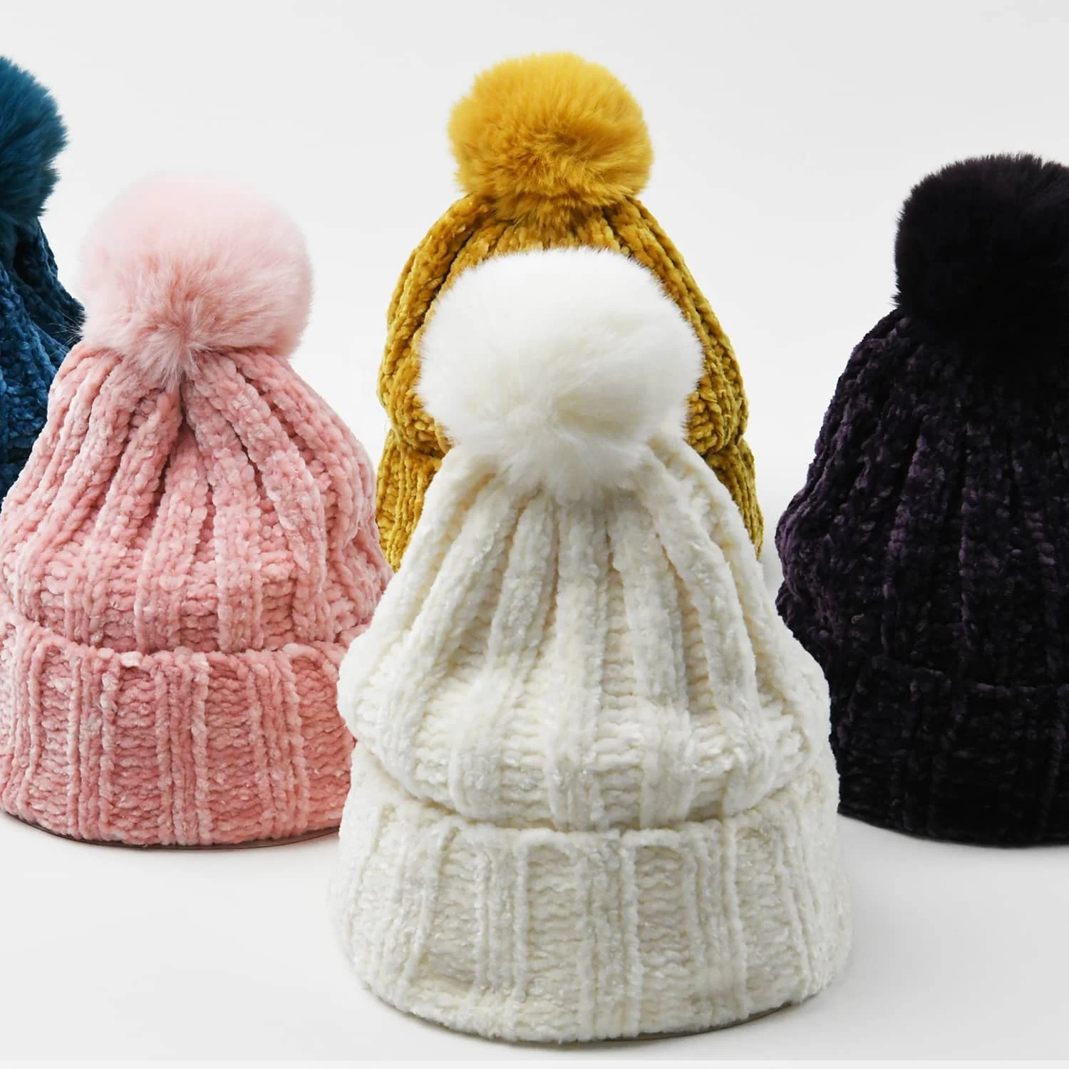 Chenille soft beanie hats scarf gloves sets chunky knit manufacturer for winter women with custom logo soft cute warm fluffy