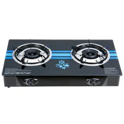Wholesale china direct supply popular new design big 2 burner built tempered glass gas stove
