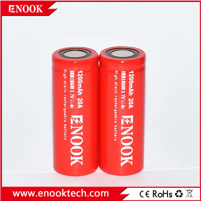 Заводская цена Enook 18500 1200 мАч 20A 3 7 V литий-ионный аккумулятор В 2000 для фонарика