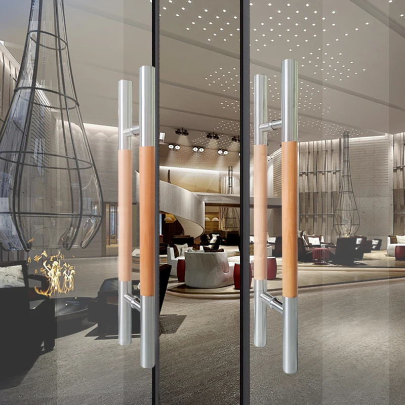 High quality 304 stainless steel wholesale China top products Interior door handle Wooden handle entrance door hardware