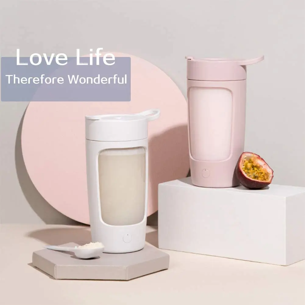 Pink BPA Free with USB Rechargeable and Milk Vortex Mixing cup electric milk mixer