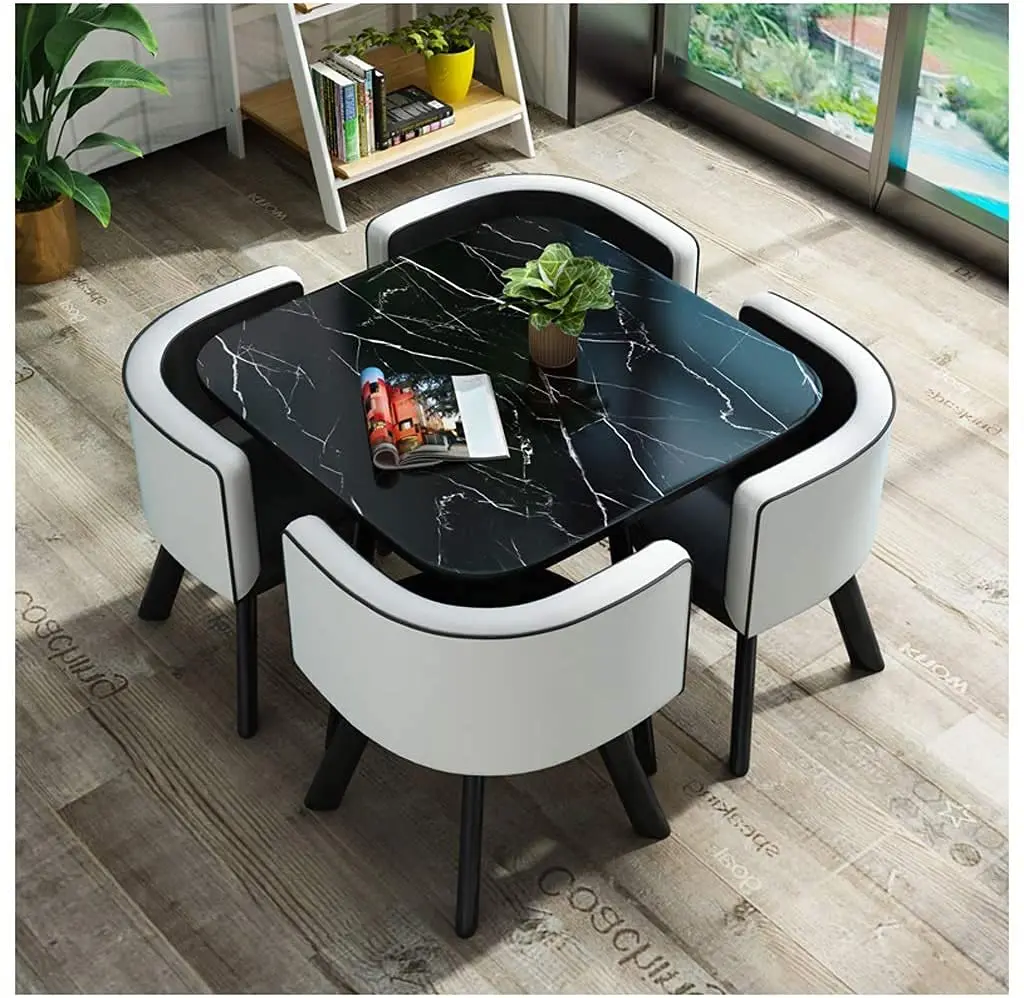 Wholesale Modern Dining Table Sets 4 6 Chairs Dining Table Wooden Restaurant Cafe Chatting Table