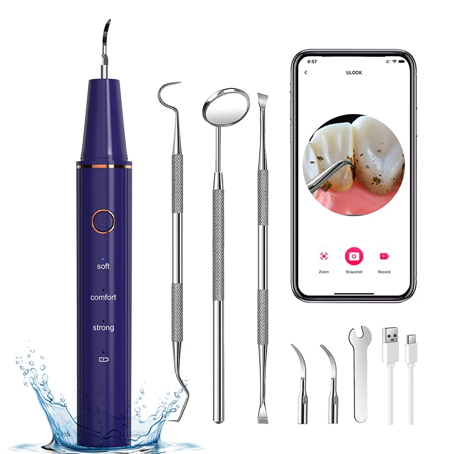 2024 New Portable Electric Oral Care Teeth Cleaning Calculus Plaque Tartar Remover Ultrasonic Tooth Dental Scaler with Camera