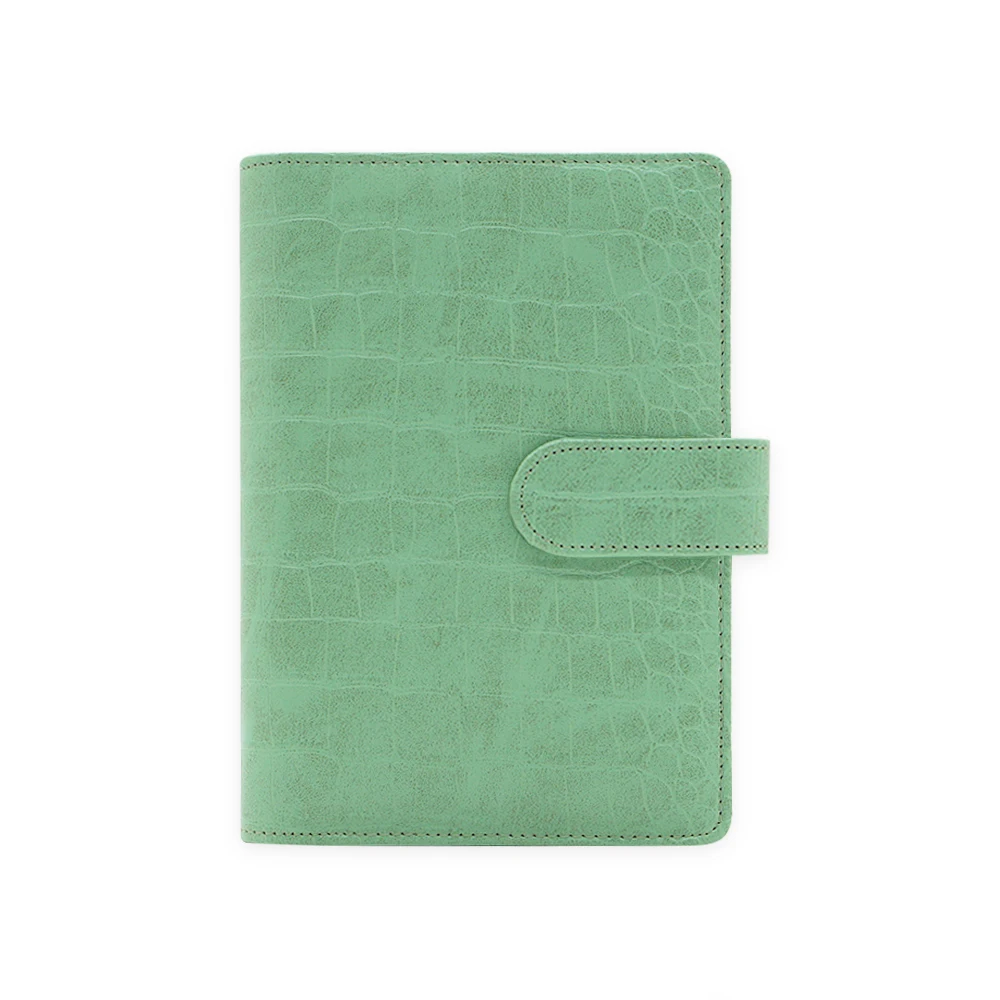 Turquoise A5 PU Leather Binder 6-Ring Notebook Refillable Planner Budget Binder Cover with Magnetic Buckle Closure