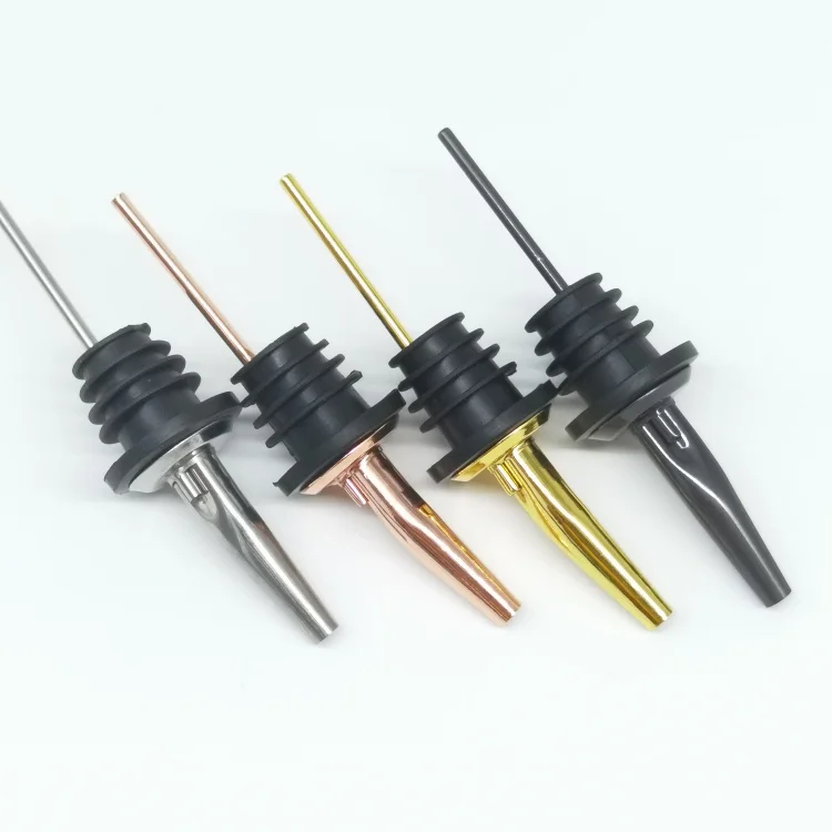 Factory wholesale bar tools Stainless Steel Speed Wine Bottle Pourer Olive Oil and Vinegar Tapered Stopper Spout